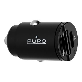 Puro - Adaptateur d'alimentation pour voiture - 30 Watt - 3 A - PD - 2 connecteurs de sortie (2 x USB-C) - noir