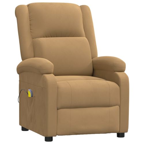 vidaXL - Fauteuil de relaxation - Fauteuil de massage - Velours - Marron - Image 2