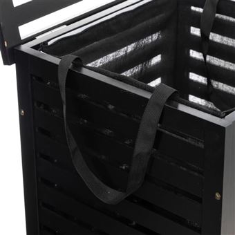 Panier à Linge 65 L En Bambou Noir - Design Sobre Et Ventilé | Idéal Buanderie, Chambre, Rangement Linge Sale