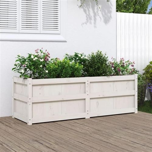 Non Communiqué Blanc Vidaxl Jardinière, Lit Surélevé, Bac À Fleurs, Pot De Plantes, Boîte À Fleurs Jardin Patio Terrasse Balcon, Bois 837485