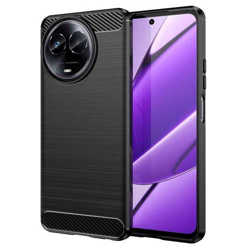 Coque pour Realme 11 5G / Realme C67 5G - housse etui silicone gel carbone + verre trempe - NOIR - htdmobiles
