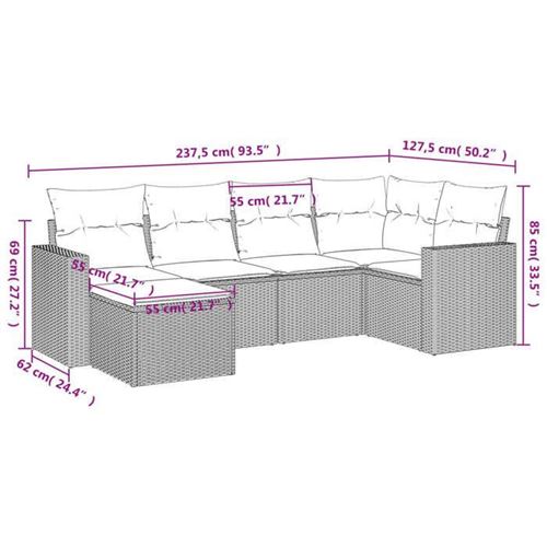Non Communiqué Marron Vidaxl Salon De Jardin Avec Coussins 6 Pcs Résine Tressée 3251600
