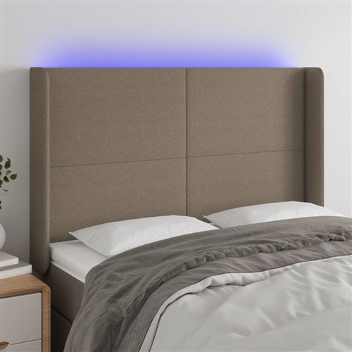 vidaXL Tête de lit à LED Taupe 147x16x118/128 cm Tissu3123770