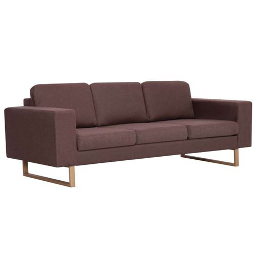 Canap&eacute; &agrave; 3 places Tissu Marron vidaXL - Brown