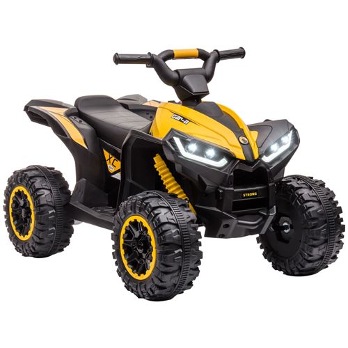 Non Communiqué Noir Quad Buggy Électrique Enfant 12 V 3 Km/H Max. Effets Lumineux Et Sonores Jaune
