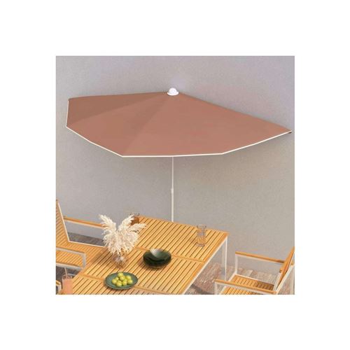 Vidaxl Ombrellone Semicircolare Da Giardino E Palo 180x90cm Terracotta