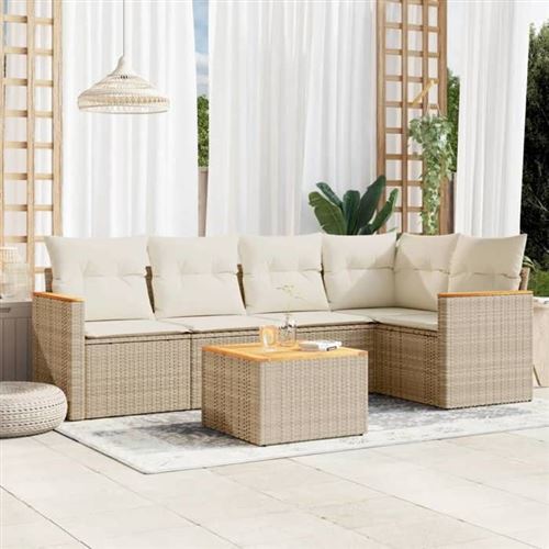 Non Communiqué Beige Salon De Jardin Modulable Vidaxl Rotin 6 Pieces X 61.5 X 69