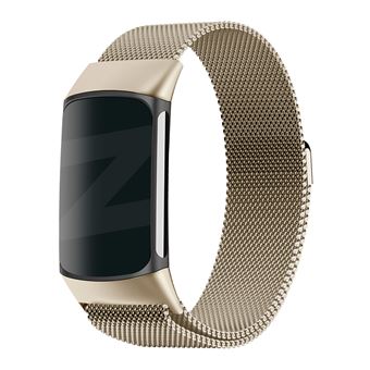 Bandz Milanese loop band suitable for Fitbit Charge 5 - Bracelet smartwatch en acier tressé de haute qualité - Bracelet milanais avec fermoir magnétique - Bracelet en acier tressé champagne - 1