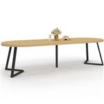 Table à manger extensible ronde SELMA 4-10 personnes en bois effet hêtre 110-300 cm