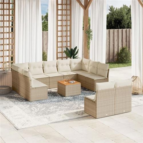 Salon de jardin vidaXL 12 pcs - Beige