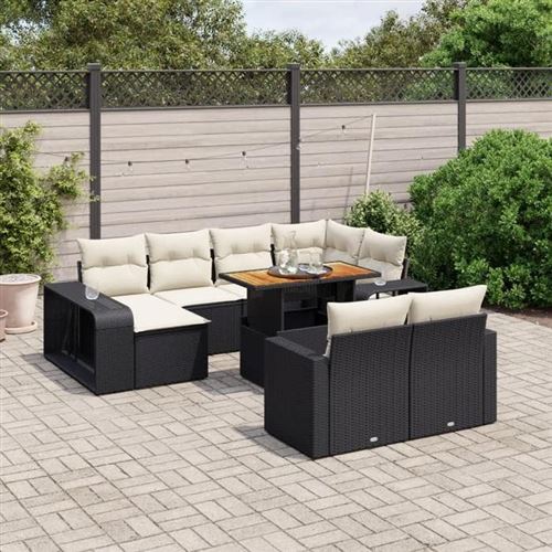 Non Communiqué Noir Vidaxl Salon De Jardin Avec Coussins 11 Pcs, Canapés De Terrasse, Ensemble De Meubles De Patio, Mobilier D'extérieur, 3274589
