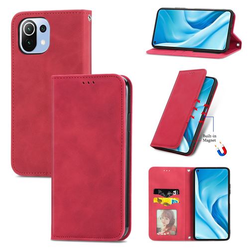 MPFRANCE Housse pour Xiaomi Mi 11 Lite 4G/5G Rouge [Velours]