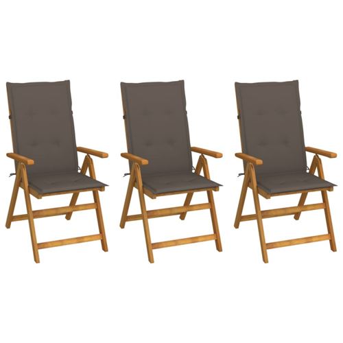 Vidaxl Chaises Pliables De Jardin Lot De 3 Avec Coussins Bois D Acacia - Image 2
