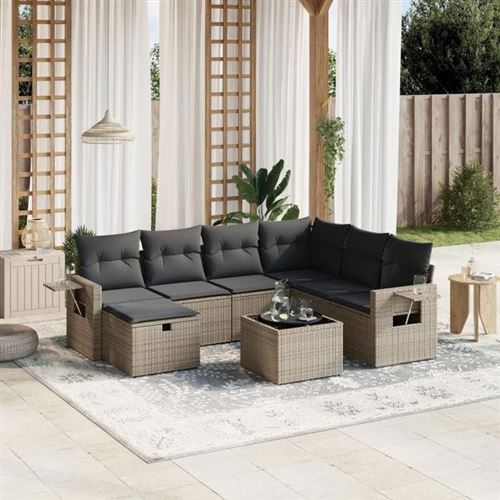 Non Communiqué Gris Salon De Jardin Modulable Vidaxl Rotin 8 Pieces X 61.5 X 69 7 Personnes