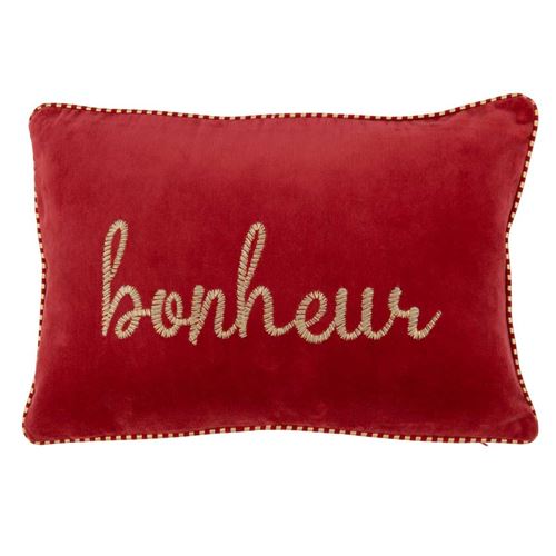 Non Communiqué Rouge Coussin Déco Bonheur "Ellis" 30X45cm
