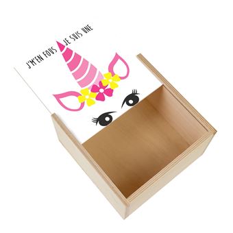 Boite Coffret En Bois Fabulous J M En Fous Je Suis Une Licorne Dessin 11 X 11 X 3 5 Cm