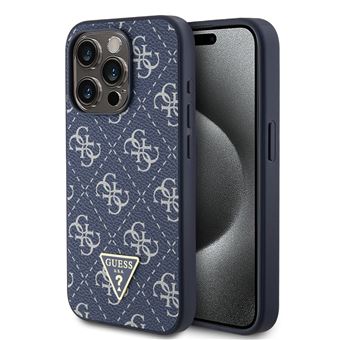 Guess 4G Triangle Metal Logo - Coque pour iPhone 15 Pro (bleu) - 1