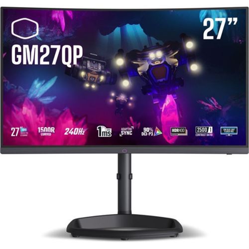 Ecran PC Gamer Incurvé  COOLER MASTER  27    QHD  240Hz  Dalle VA  1ms  Ajustable en haute