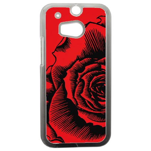 Coque Fleur Fond Fond Rouge Compatible Htc One 2 M8 Transparent