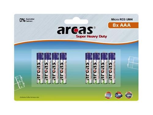Pack de 8 piles ARCAS R03 Micro AAA