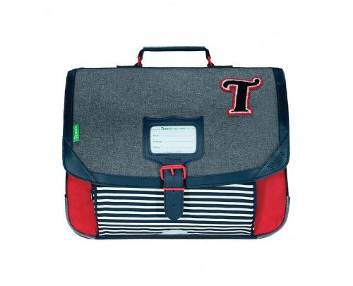 Cartable Tann's Gris/Rouge Les fantaisies Teddy 38 cm