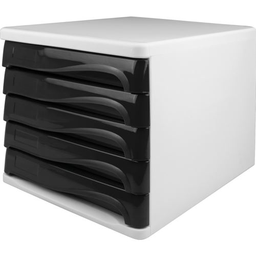 Module de classement 'the wave', 5 tiroirs, blanc/noir