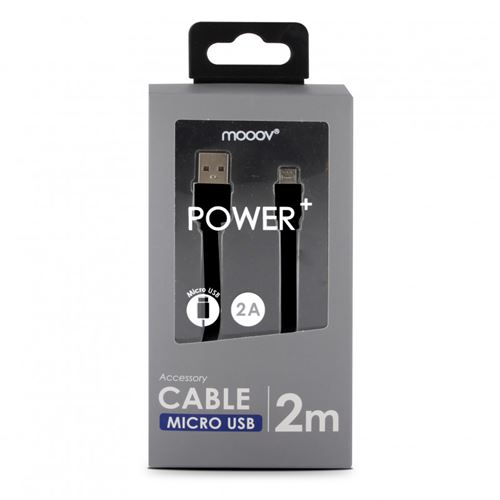 mooov Câble USB-A/micro-USB plat data et charge 2 m - noir - 732072 - Câble  téléphone portable - Achat & prix