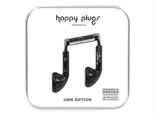 Happy Plugs Earbud - In-ear hoofdtelefoons met micro - oordopje - met bekabeling - 3,5 mm-stekker - zwart marmer