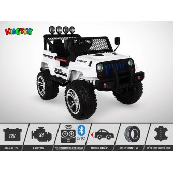 Voiture Electrique Enfant Kingtoys 4x4 Jeep 180w Blanc