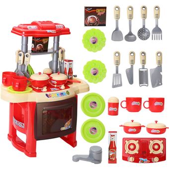 16€03 sur Mini Cuisine Pour Enfants Avec Ensemble D'Accessoires Pour Jouets  Rouge MK1 - Cuisine enfant - Achat & prix