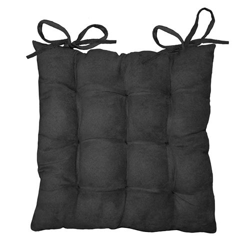 Assise matelassee 40 x 40 cm suede uni suedine Noir
