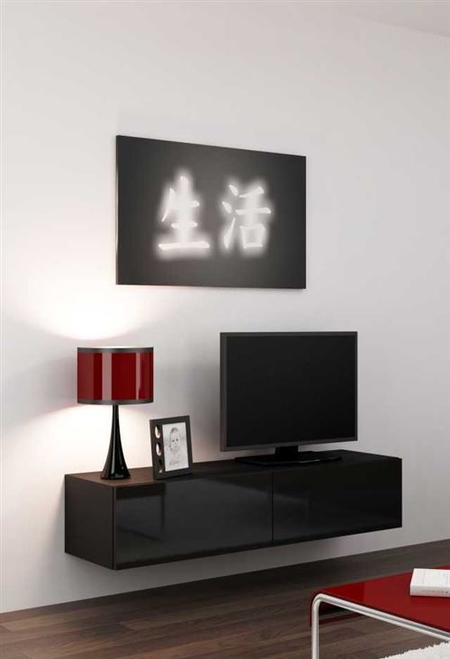 Meuble TV VIGO 140, noir ou blanc - Couleur: Noir