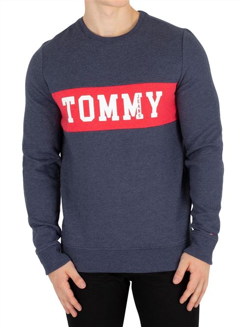 Tommy Jeans Homme Sweat-shirt avec logo, Bleu