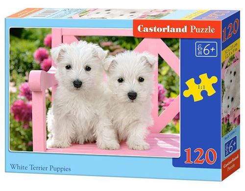 White Terrier Puppies, Puzzle 120 Teile - Castorland