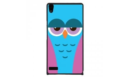 Coque rigide pour Huawei Ascend P6 avec impression Motifs chouette endormie bleue et rose