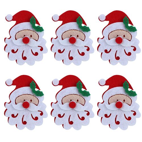 Ornement de Joyeux Noël en Tissu Motif de Tête de Père Noël Bricolage 20Pcs