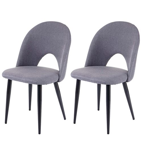2x chaises de salle à manger MENDLER HWC-D73, fauteuil, tissu gris foncé