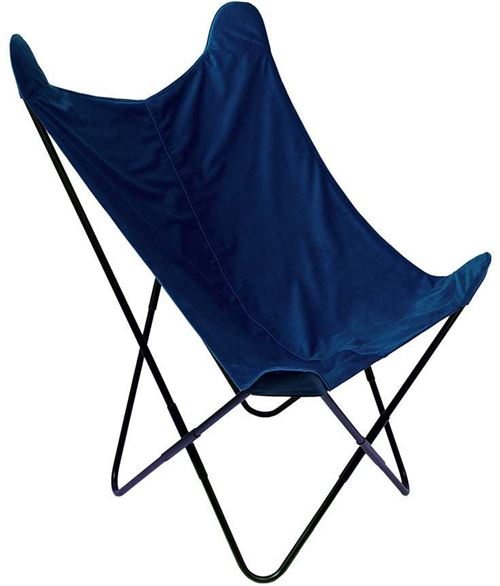 The Home Deco Factory - Fauteuil papillon en velours réversible Bleu