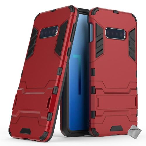 Housse etui coque rigide anti choc pour Samsung Galaxy S10e avec verre trempe - ROUGE