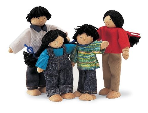 Tidlo Bois poupées dollhouse Famille d'Asie 4 pièces