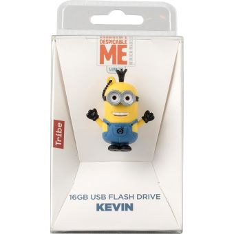 Tribe Les Minions Kevin Clé USB 16 Go Fantaisie Pendrive USB Flash Drive 2.0 Originale Stockage Memoire, Idee Cadeau Figurine 3D, Stockage USB en PVC avec Porte-Clés – Jaune