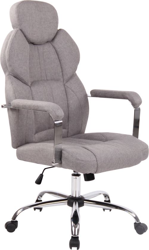 Fauteuil de Bureau Almelo en Tissu - Chaise de Bureau avec Roulettes Accoudoirs - Réglable en hauteur Pivotante - Couleur d'assise Gris