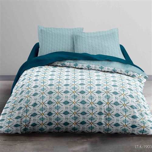 TODAY Parure de couette Sunshine 2.60 - 100% Coton - 220 x 240 cm - Bleu et blanc