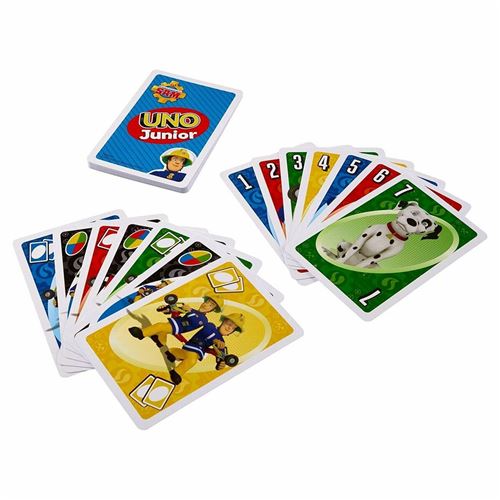 UNO Junior Jeu de Cartes | Mattel FMW18 | 36 Cartes-Photos | Sam Le Pompier