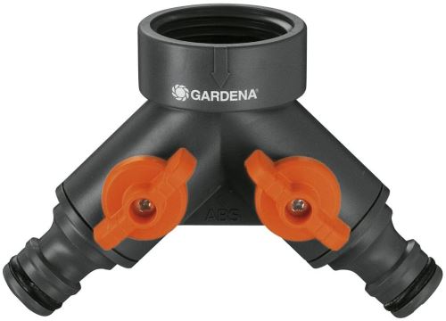 Gardena 938-20 Sélecteur d'arrosage sur robinet 2 circuits filetage, Noir, 26,5 mm