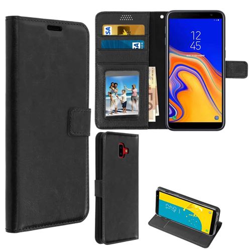 Etui Coque Housse Portefeuille Cuir SAMSUNG GALAXY J6 PLUS (J6+) -Noir