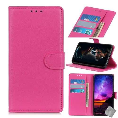 Housse portefeuille avec coque intérieure en silicone pour Wiko Y50 - film ecran inclus - ROSE