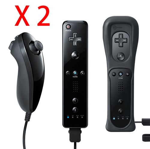 QUMOX 2x Manette Nunchunk  Remote &eacute;tui en silicone Noire compatible avec Nintendo Wii /Wii U/WII mini -&reg; 