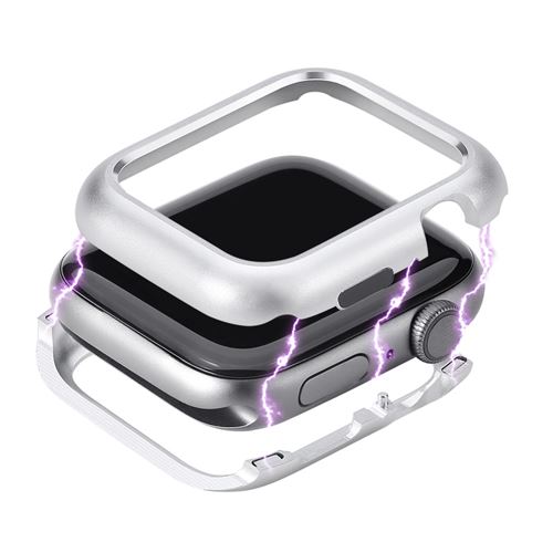 Coque en TPU cadre d'adsorption argent pour votre Apple Watch Series 4 44mm/Series 3/2/1 42mm