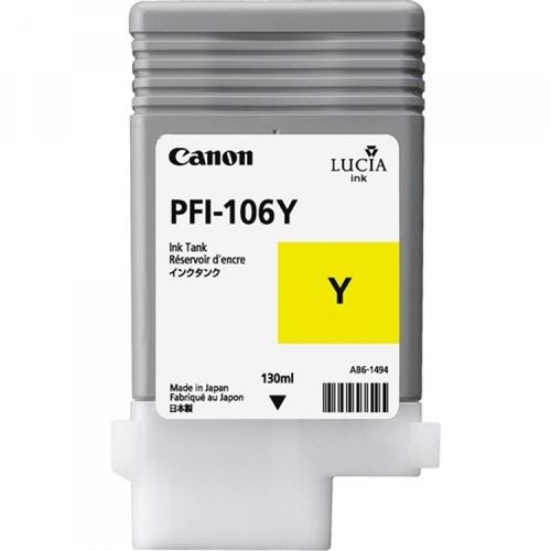 Canon Jaune Pfi-106 Y - 130 Ml - Original - Réservoir D'encre - Pour Imageprograf Ipf6400, Ipf6400se, Ipf6450 - Image 1